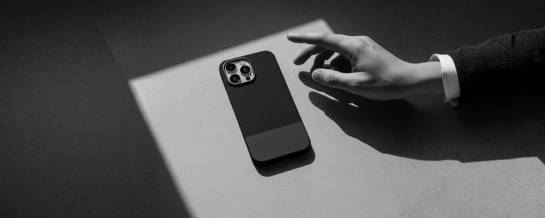 ForgeCraft – Black Vintage Leather Grip Case for iPhone 16 pro max banner 2