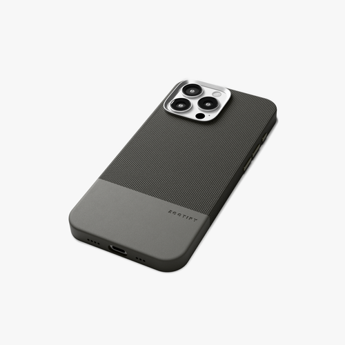 ForgeCraft – Titanium Gray Vintage Leather Grip Case for iPhone 16 pro