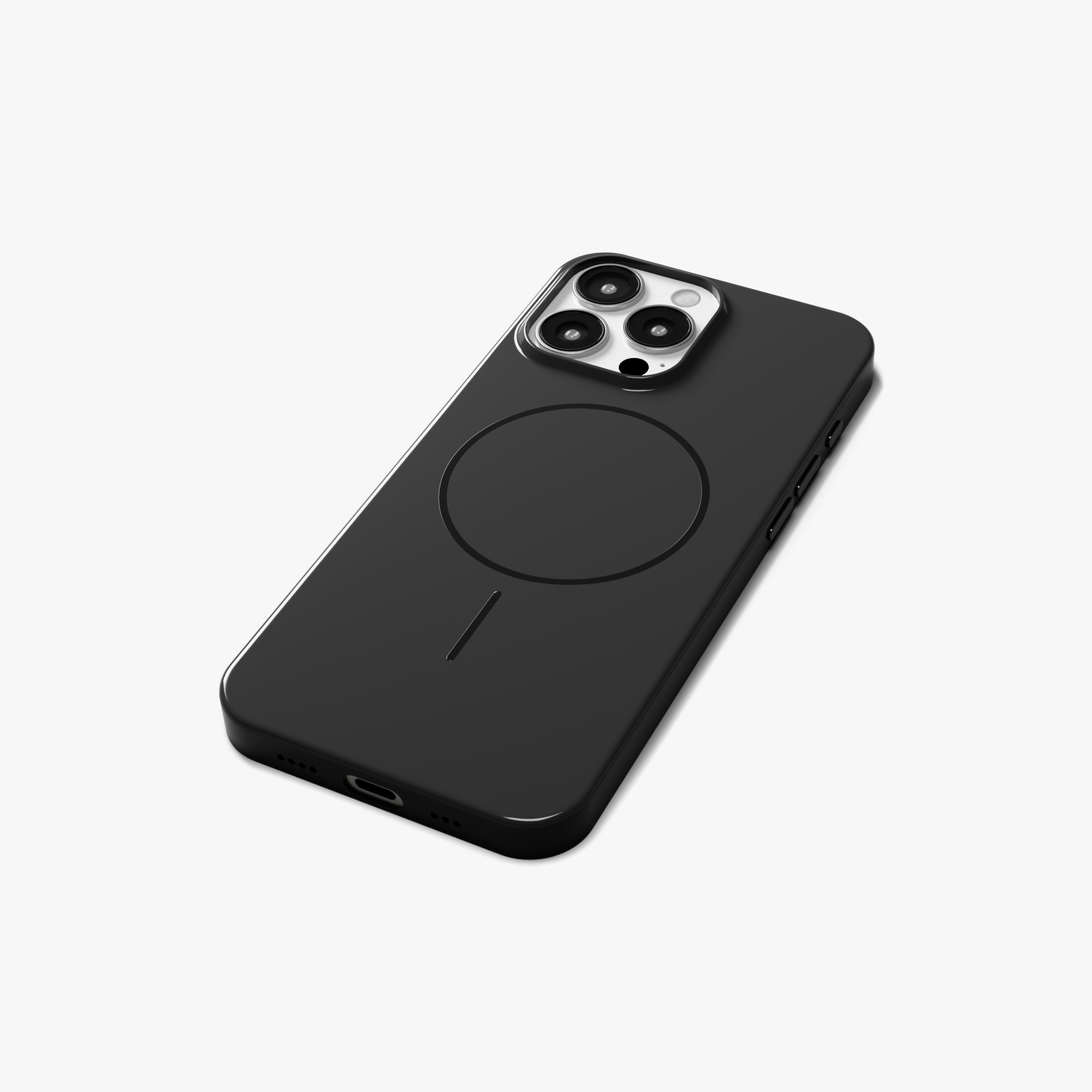 GlossCraft – Black Classic Glossy Magsafe Phone Case for iPhone 16 pro