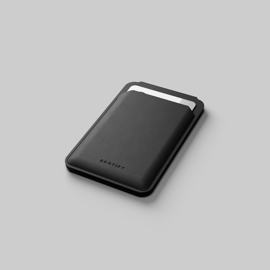 MagSafe Wallet – Black Premium Leatherite Slim Card Holder with Stand