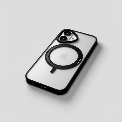 Orbit Grip –  Black 360° Tactile O-Stand Clear Transparent Case for iPhone 16