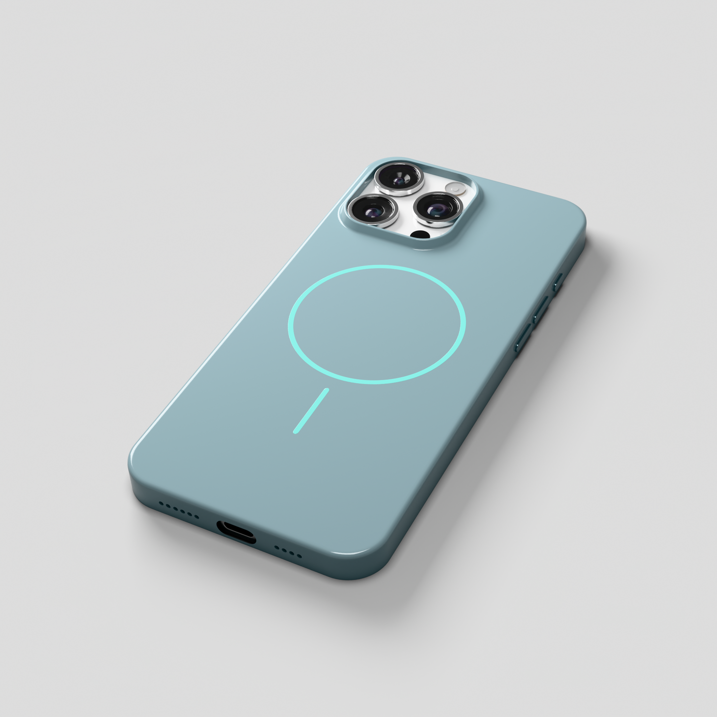 GlossCraft –  Blue Classic Glossy Magsafe Phone Case for iPhone 16 pro max