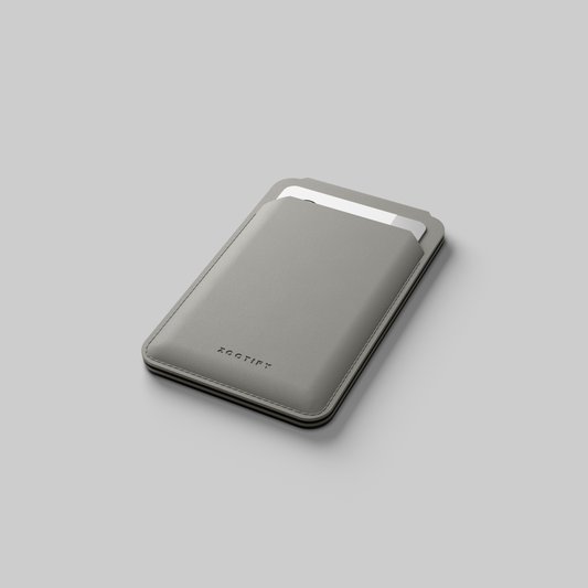MagSafe Wallet – Grey Premium Leatherite Slim Card Holder with Stand