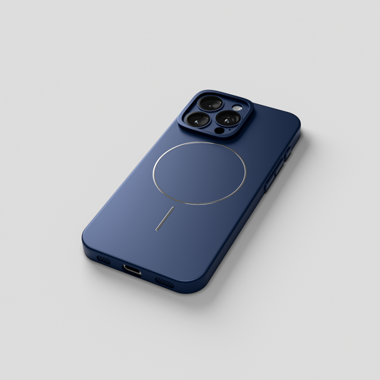 CamSafe –  Blue Minimal phone case with Kickstand & LensGuard for iPhone 15 pro
