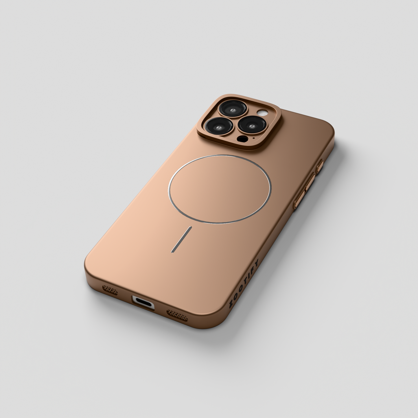 CamSafe – Brown Minimal phone case with Kickstand & LensGuard for iPhone 16 pro