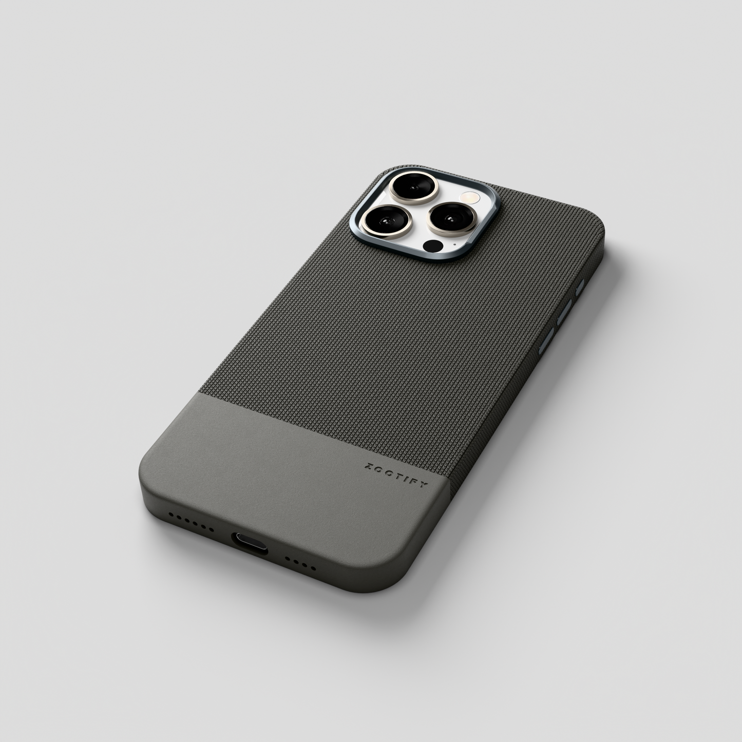 ForgeCraft – Titanium Gray Vintage Leather Grip Case for iPhone 15 pro max