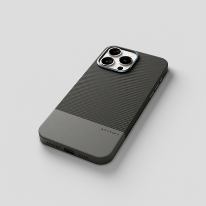 ForgeCraft – Titanium Gray Vintage Leather Grip Case for iPhone 15 pro max