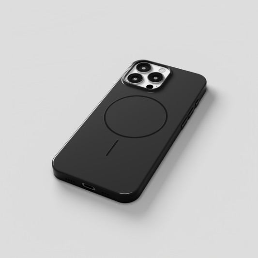 GlossCraft – Black Classic Glossy Magsafe Phone Case for iPhone 16 pro