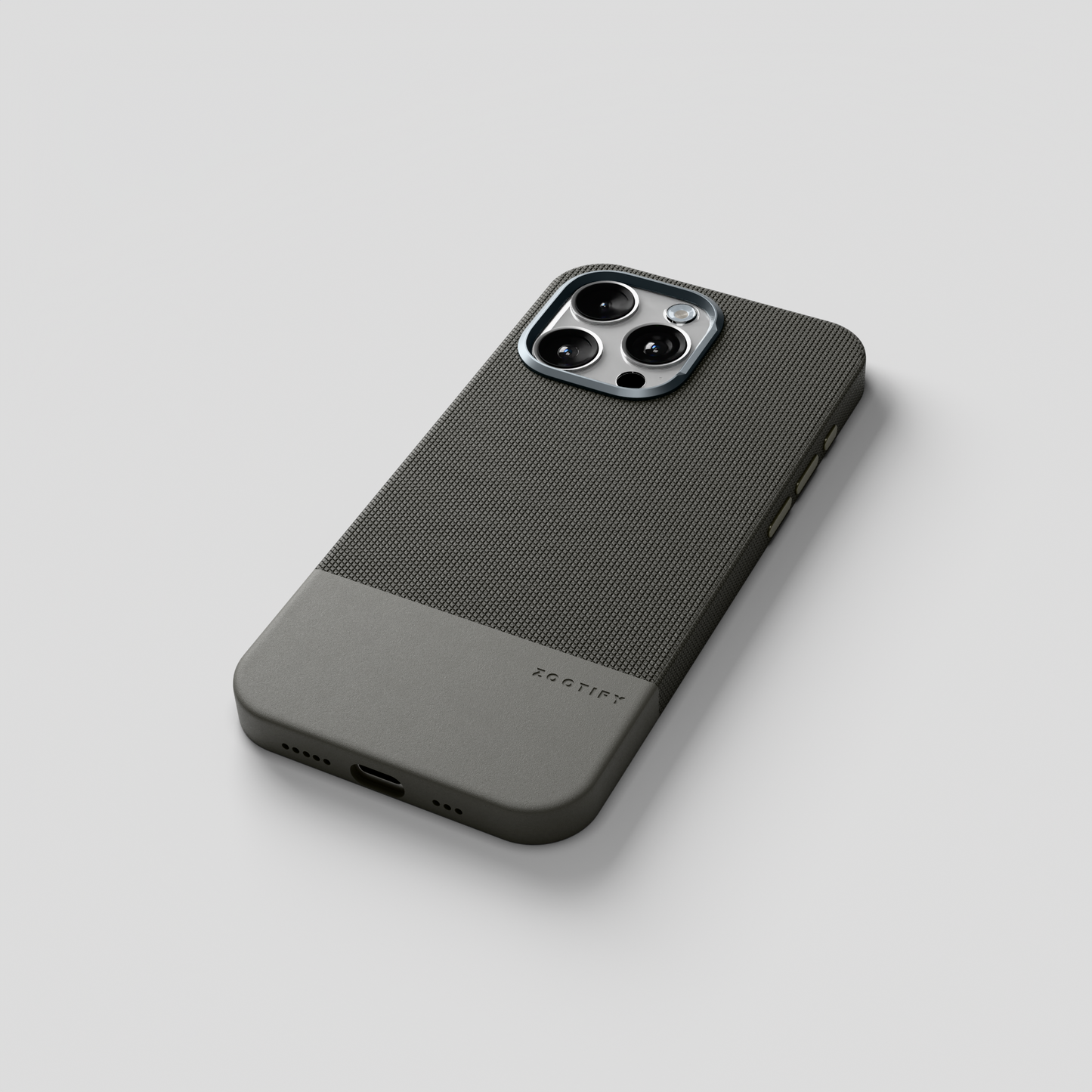 ForgeCraft – Titanium Gray Vintage Leather Grip Case for iPhone 15 pro