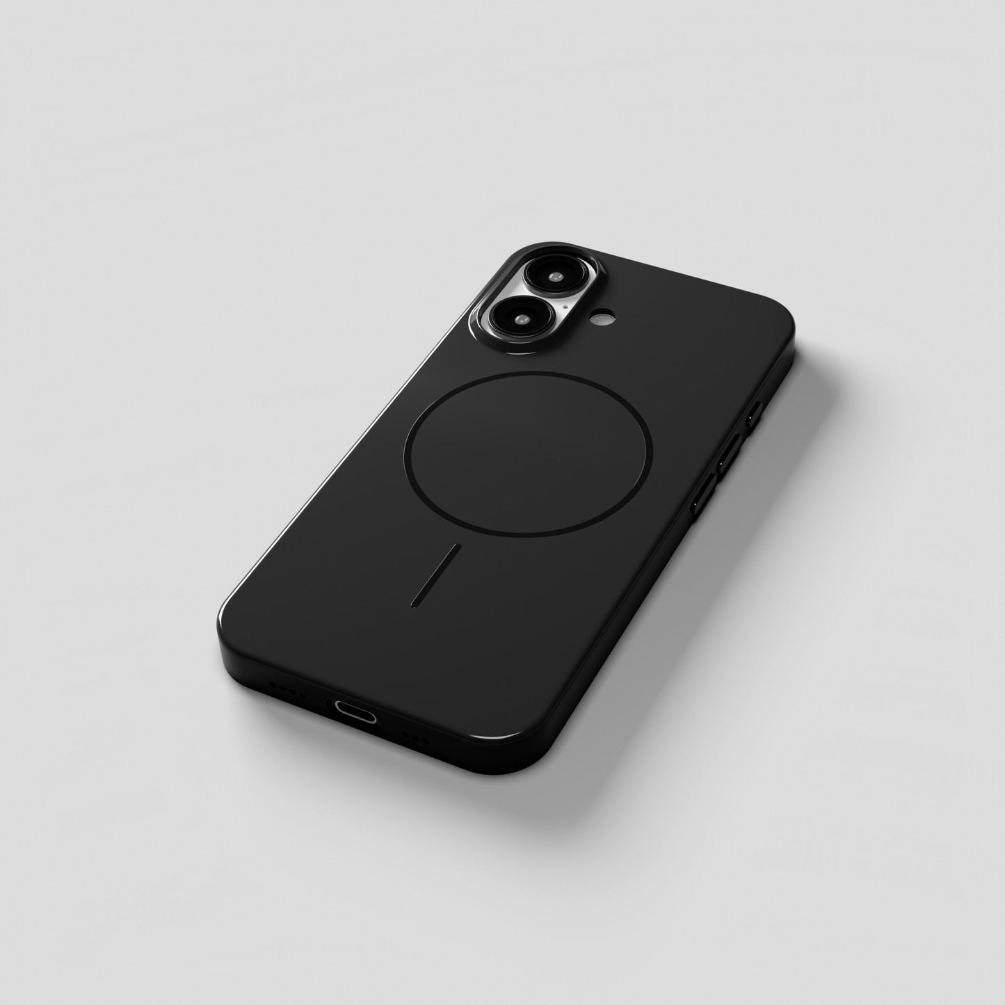 GlossCraft –  Black Classic Glossy Magsafe Phone Case for iPhone 16
