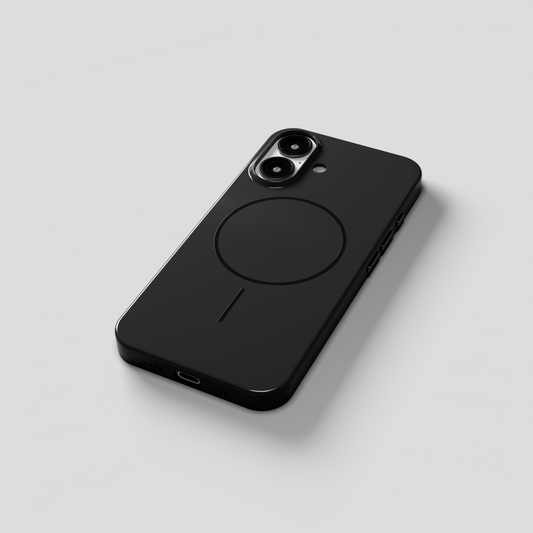 GlossCraft –  Black Classic Glossy Magsafe Phone Case for iPhone 16