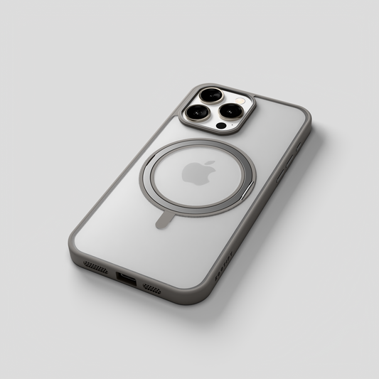 Orbit Grip – 360° Tactile O-Stand Clear transparent Case for iPhone 15 pro max