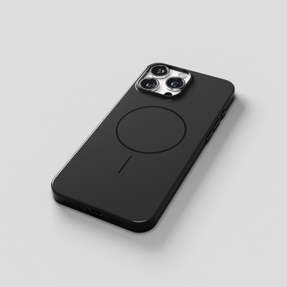 GlossCraft –  Black Classic Glossy Magsafe Phone Case for iPhone 16 pro max