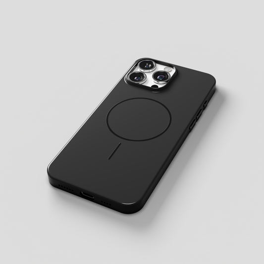 GlossCraft –  Black Classic Glossy Magsafe Phone Case for iPhone 16 pro max
