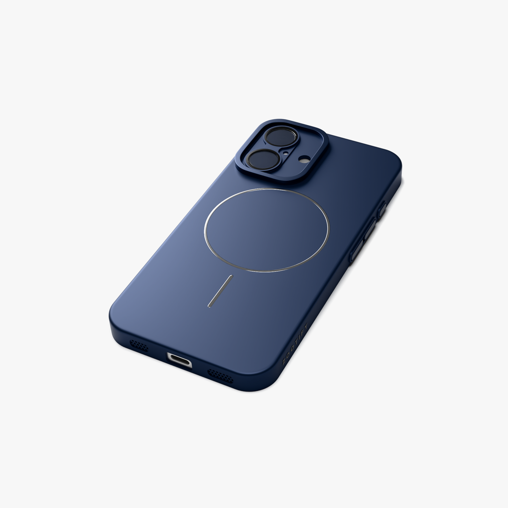 CamSafe –  Blue Minimal phone case with Kickstand & LensGuard for iPhone 16