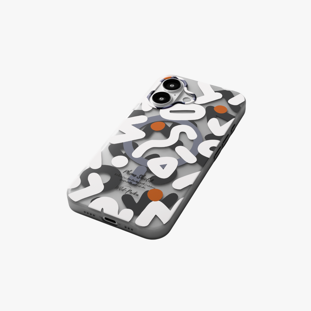 NeoWave – White Double-layer Print Frosted MagSafe Phone Cover for iPhone 16