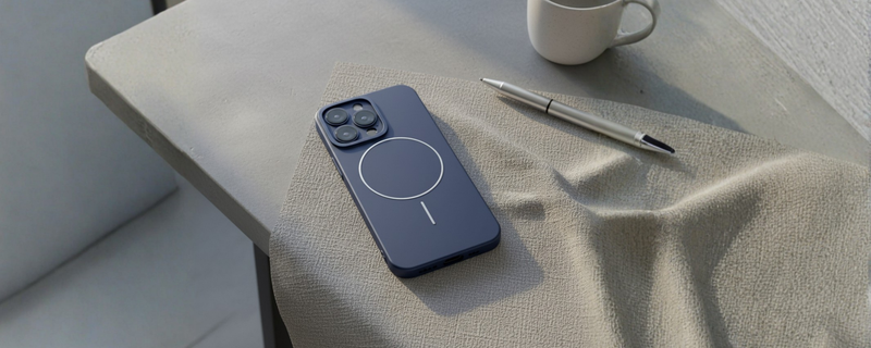 CamSafe –  Blue Minimal phone case with Kickstand & LensGuard for iPhone 15 pro mobile banner 1