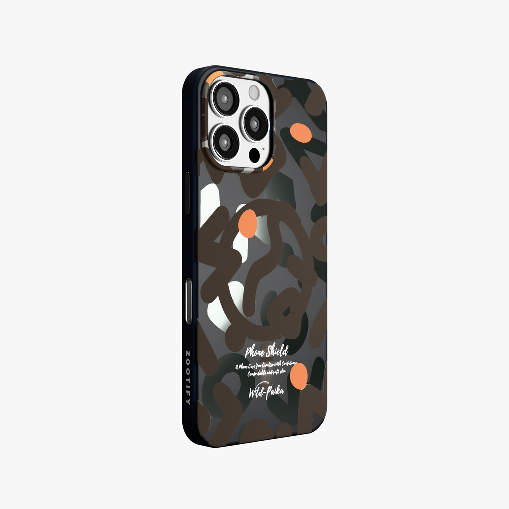 NeoWave –  Black Unique Double-layer Print Frosted MagSafe Phone Cover for iPhone 16 pro