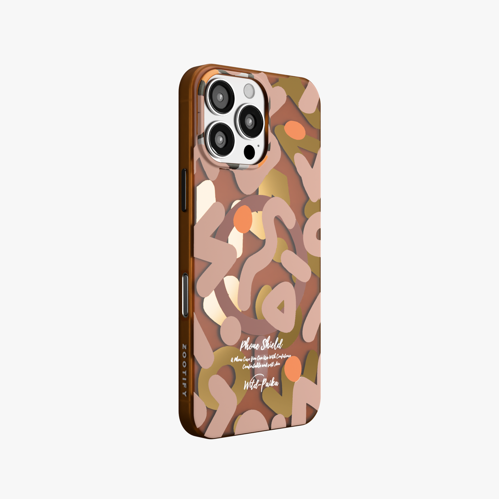 NeoWave –  Brown Unique Double-layer Print Frosted MagSafe Phone Cover for iPhone 16 pro