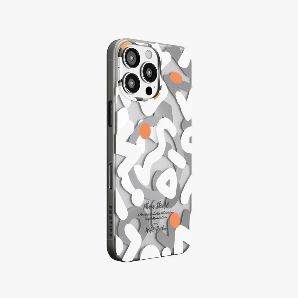 NeoWave –  White Unique Double-layer Print Frosted MagSafe Phone Cover for iPhone 16 pro
