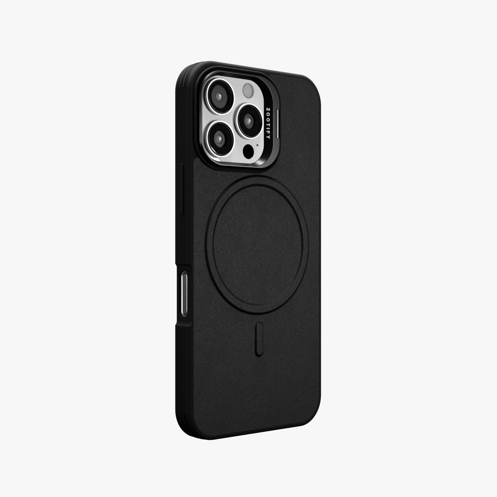 PrimoEdge – Black Luxe Leather design Magsafe case for iPhone 16 pro