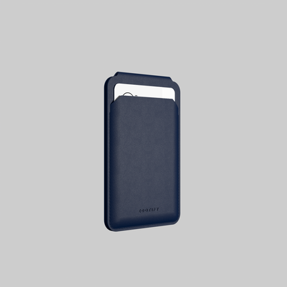 MagSafe Wallet – Navy Blue Premium Leatherite Slim Card Holder with Stand