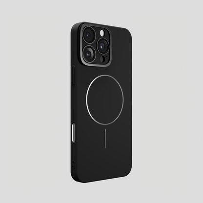 CamSafe – Black Minimal phone case with Kickstand & LensGuard for iPhone 16 pro max