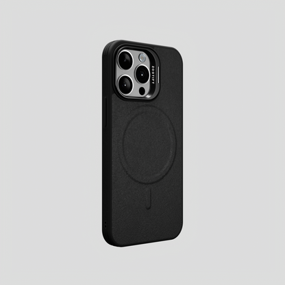PrimoEdge – Black Luxe Leather design Magsafe case for iPhone 15 pro