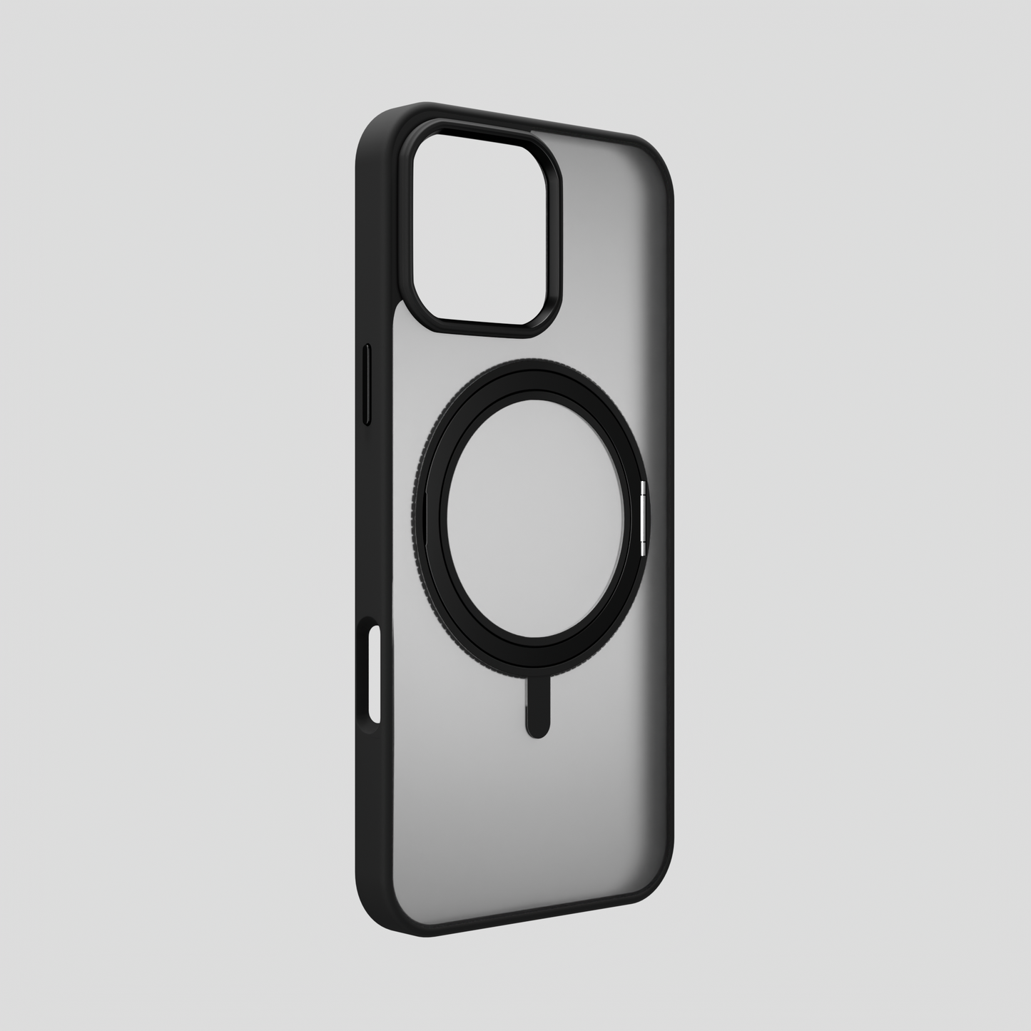 Orbit Grip – Black 360° Tactile O-Stand Clear transparent Case for iPhone 16 pro max