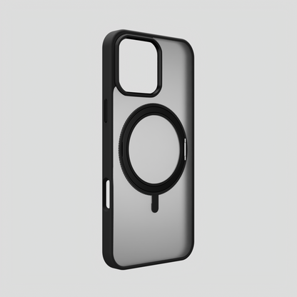 Orbit Grip – Black 360° Tactile O-Stand Clear transparent Case for iPhone 16 pro max