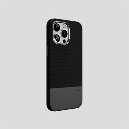 ForgeCraft – Black Vintage Leather Grip Case for iPhone 15 pro