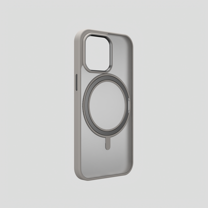 Orbit Grip –   Grey 360° Tactile O-Stand Clear transparent Case for iPhone 15 pro