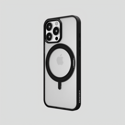 Orbit Grip –  Black 360° Tactile O-Stand Clear transparent Case for iPhone 16 pro