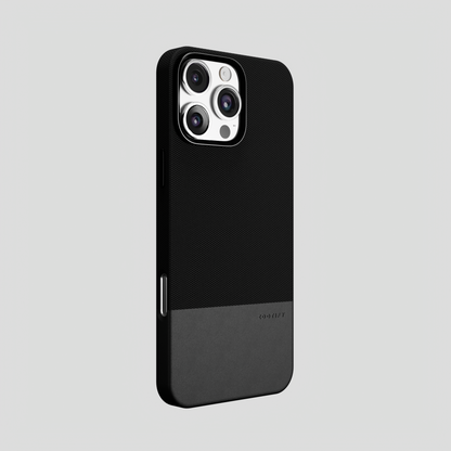 ForgeCraft – Black Vintage Leather Grip Case for iPhone 16 pro max