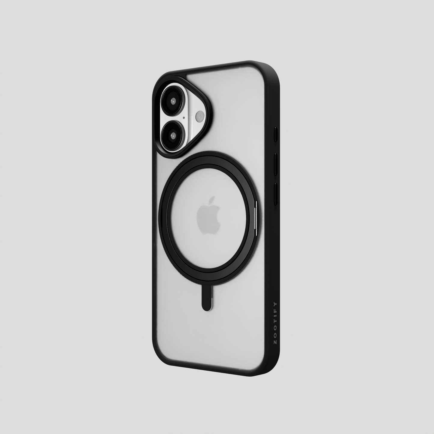 Orbit Grip –  Black 360° Tactile O-Stand Clear Transparent Case for iPhone 16