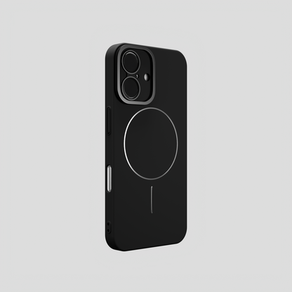 CamSafe –  Black Minimal phone case with Kickstand & LensGuard for iPhone 16