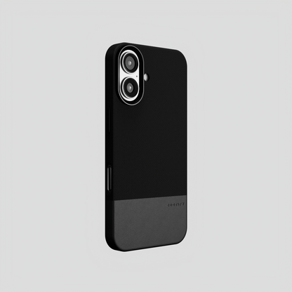 ForgeCraft – Black Vintage Leather Grip Case for iPhone 16