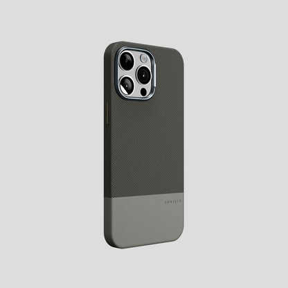 ForgeCraft – Titanium Gray Vintage Leather Grip Case for iPhone 15 pro