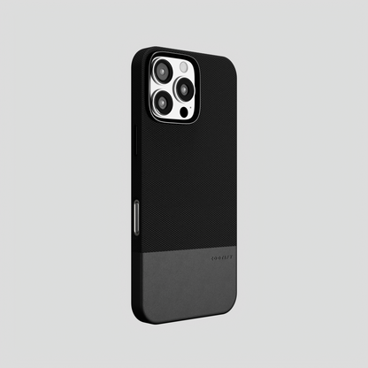 ForgeCraft – Black Vintage Leather Grip Case for iPhone 16 pro