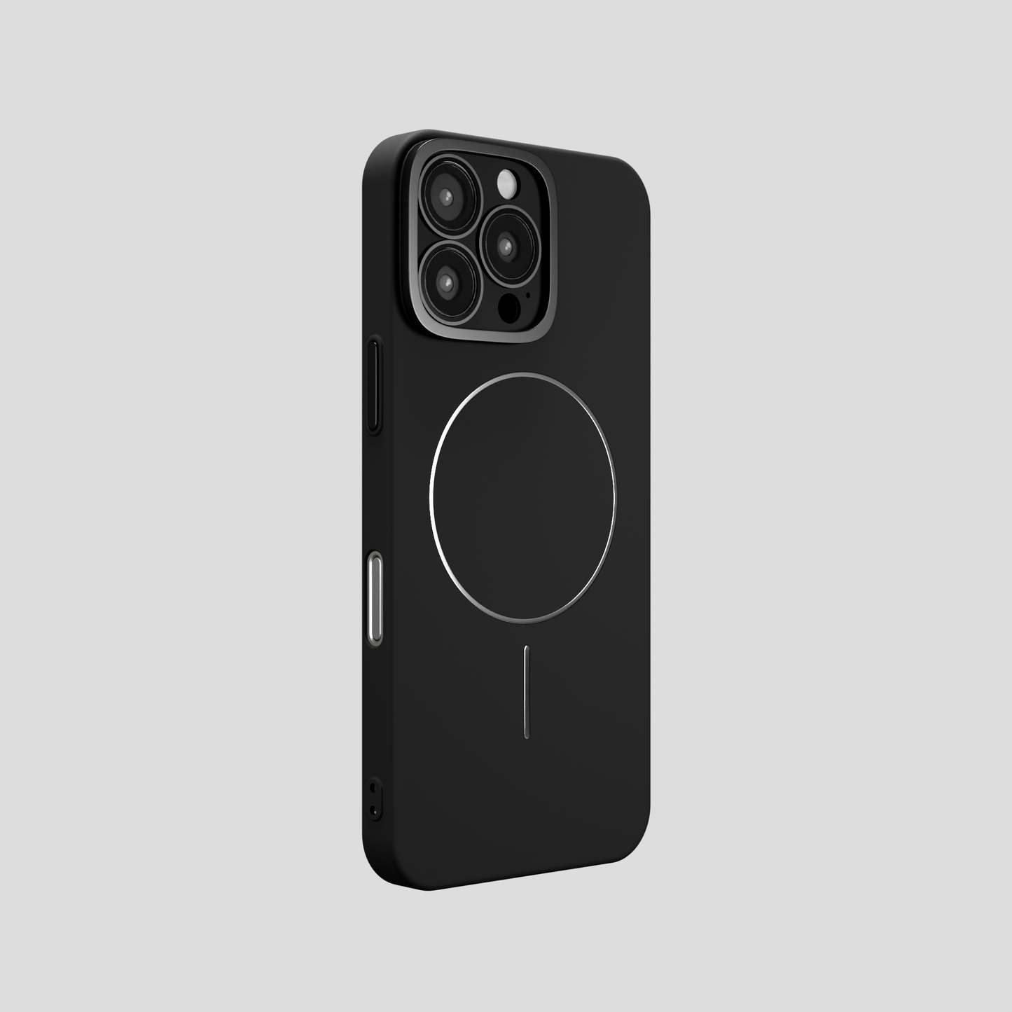 CamSafe – Black Minimal phone case with Kickstand & LensGuard for iPhone 16 pro