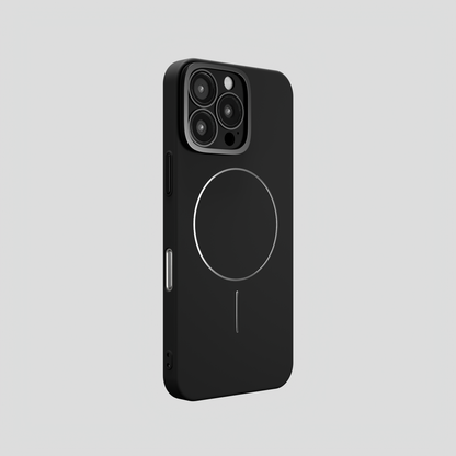 CamSafe – Black Minimal phone case with Kickstand & LensGuard for iPhone 16 pro