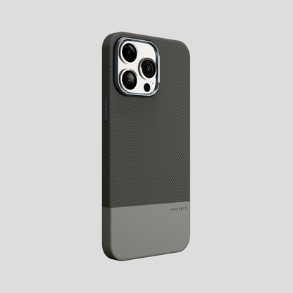 ForgeCraft – Titanium Gray Vintage Leather Grip Case for iPhone 15 pro max