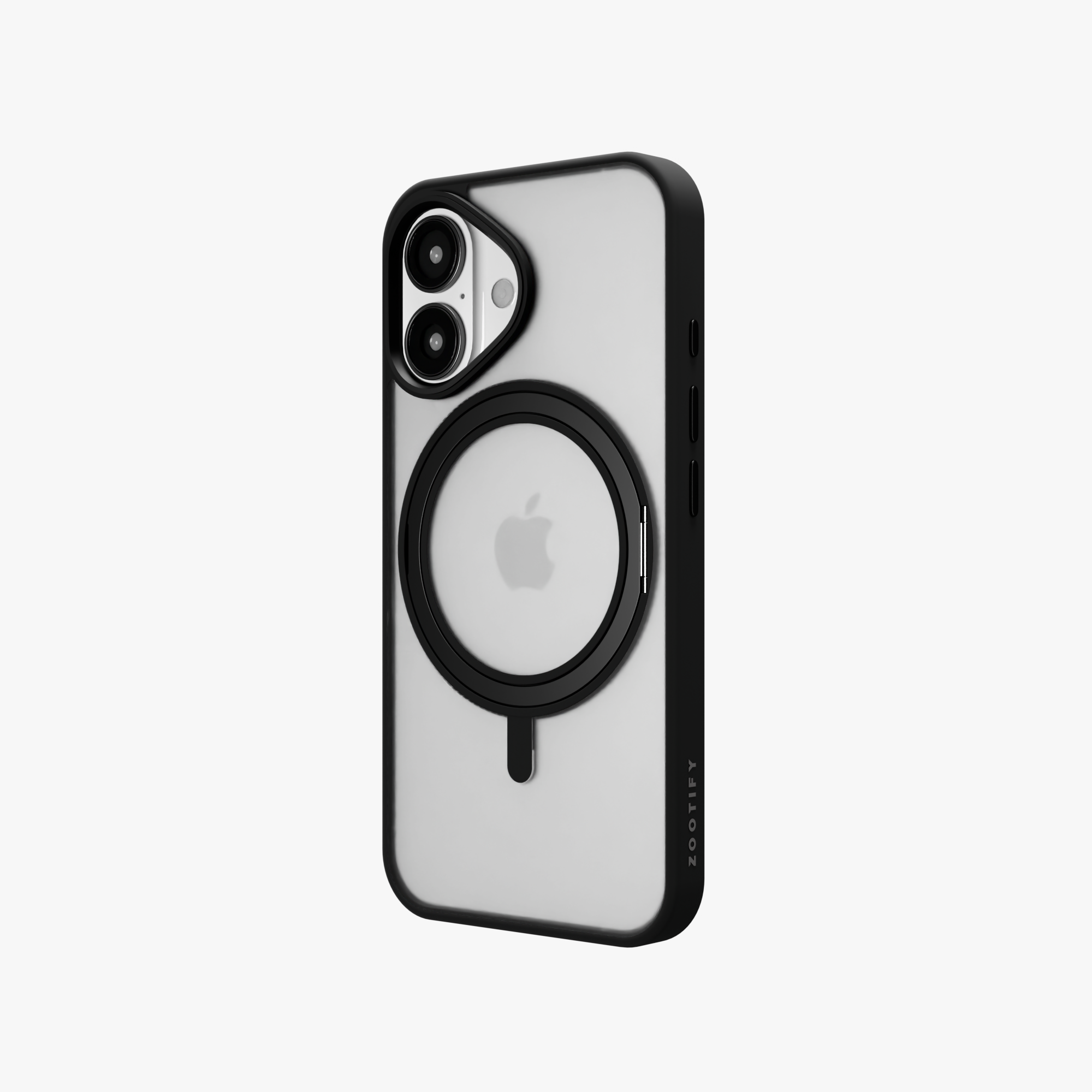 Orbit Grip –  Black 360° Tactile O-Stand Clear Transparent Case for iPhone 16