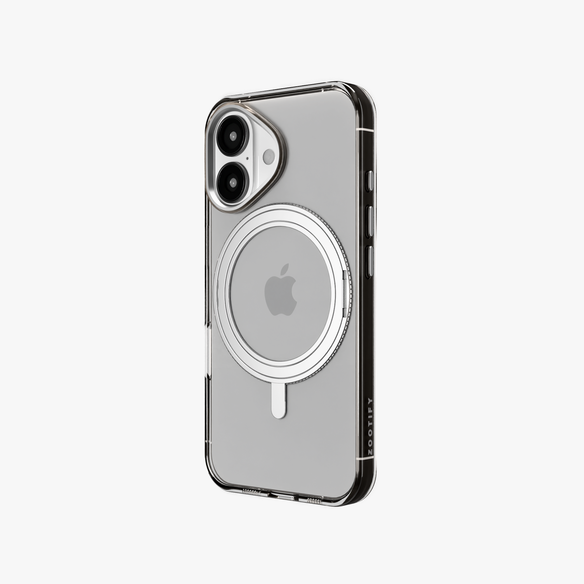 Orbit Grip –  Clear-Silver 360° Tactile O-Stand Clear Transparent Case for iPhone 16