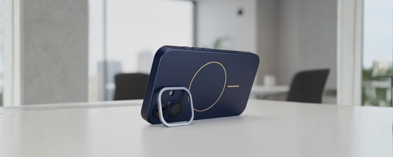 CamSafe –  Blue Minimal phone case with Kickstand & LensGuard for iPhone 16 mobile banner 1