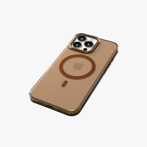 Crystal Flux – Brown Transparent Magnetic Case for iPhone 16 pro