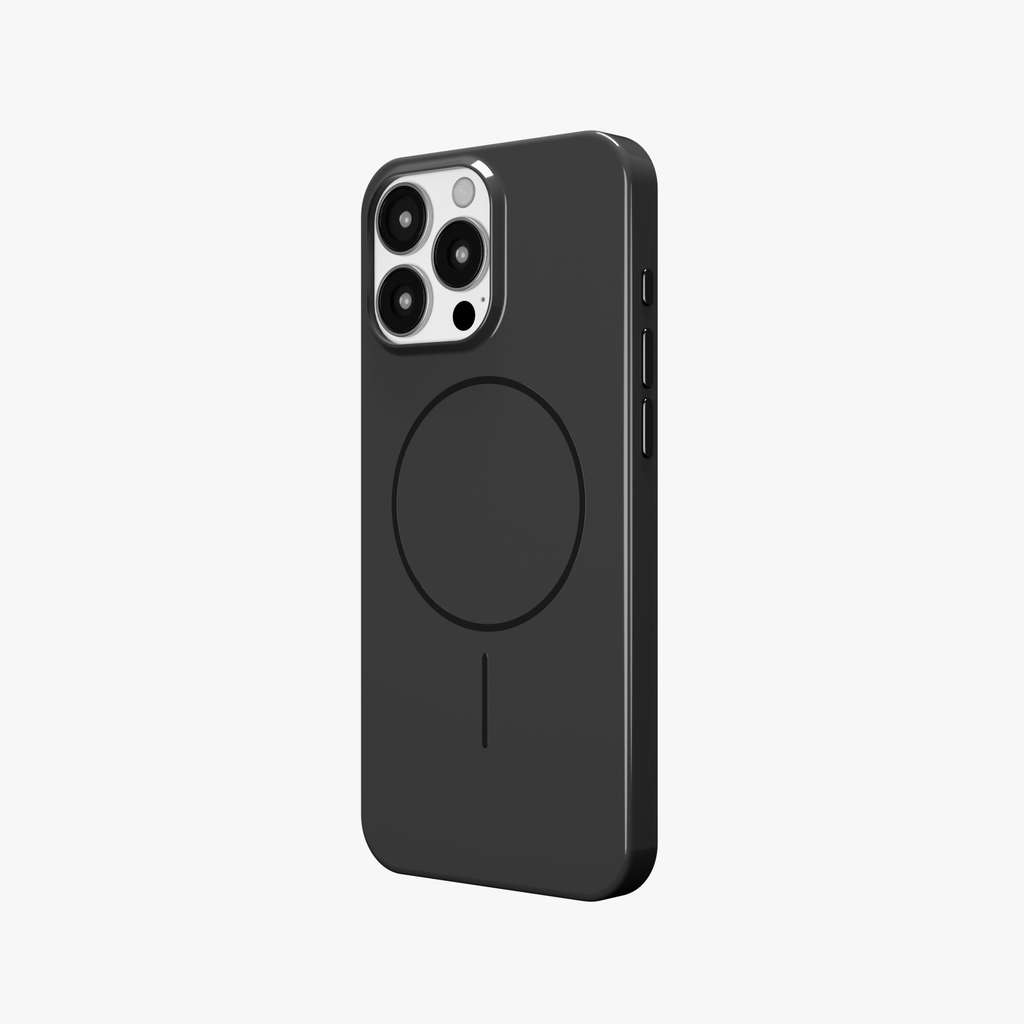 GlossCraft – Black Classic Glossy Magsafe Phone Case for iPhone 16 pro