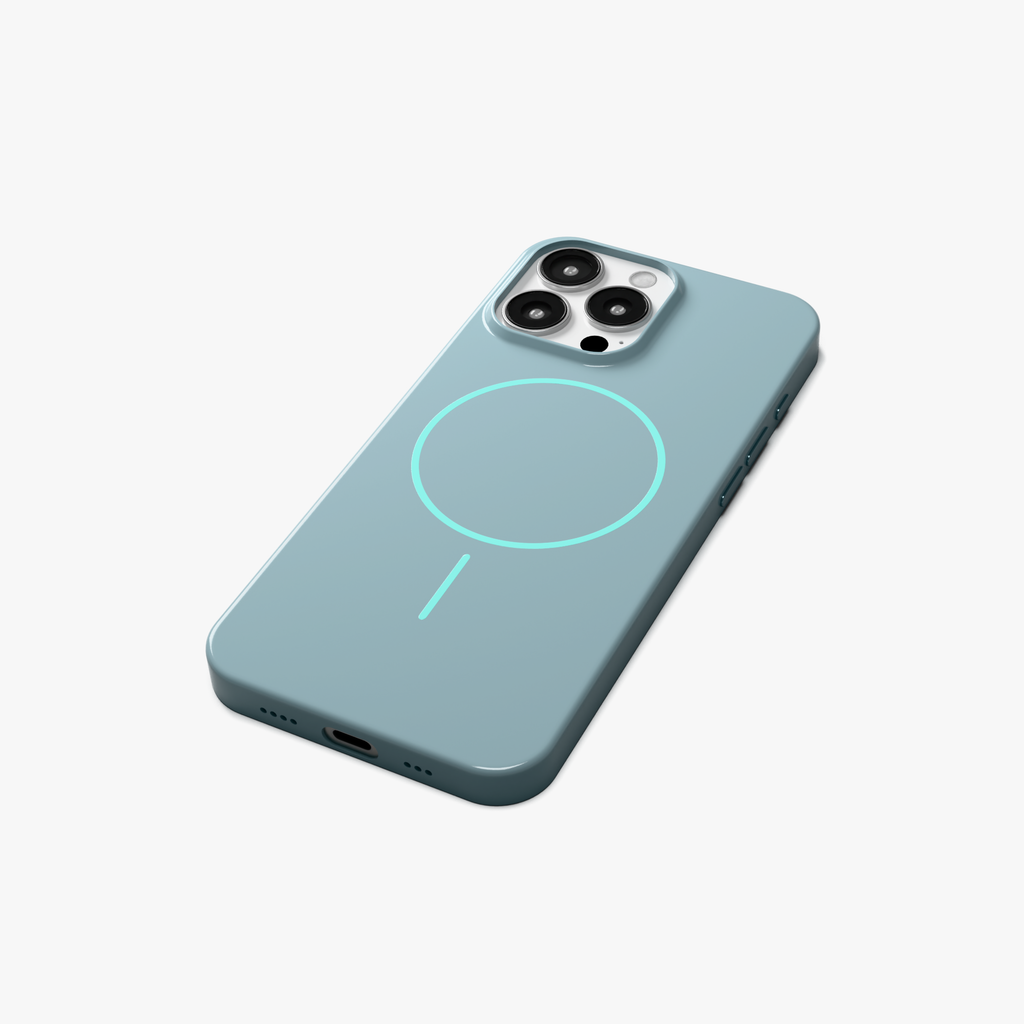 GlossCraft – Classic blue Glossy Magsafe Phone Case for iPhone 16 pro