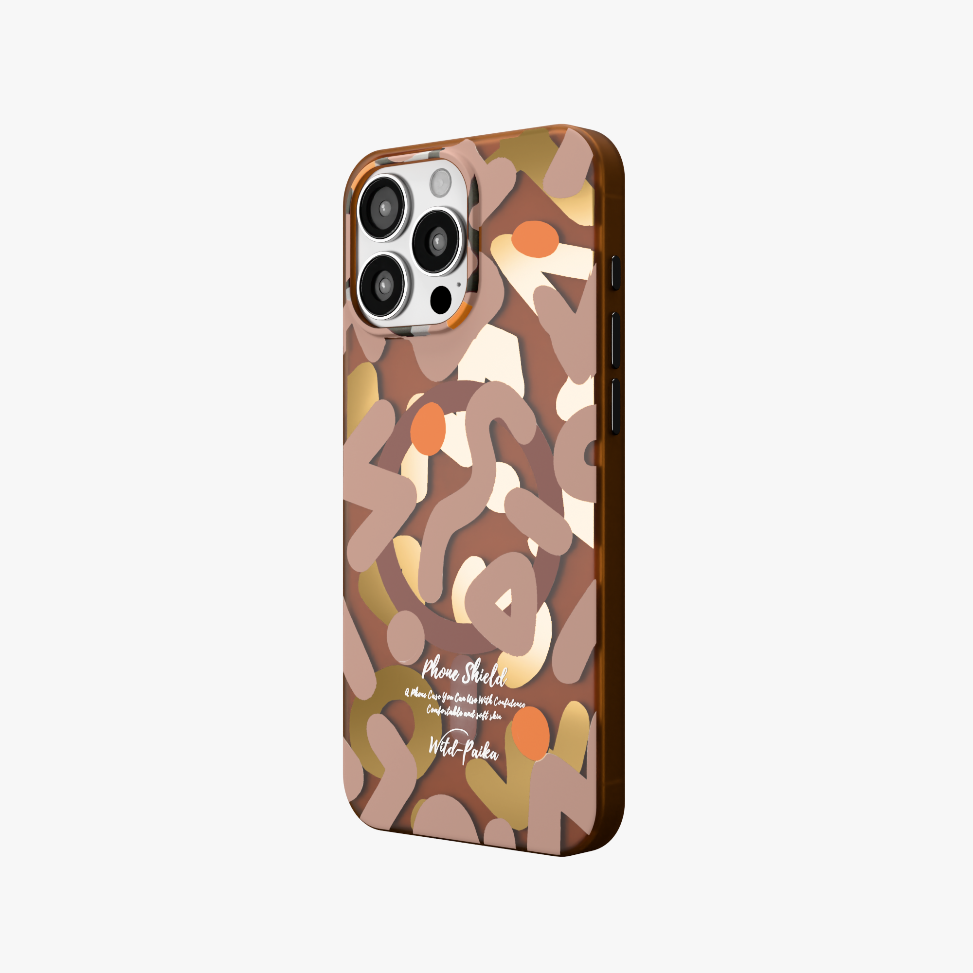 NeoWave –  Brown Unique Double-layer Print Frosted MagSafe Phone Cover for iPhone 16 pro