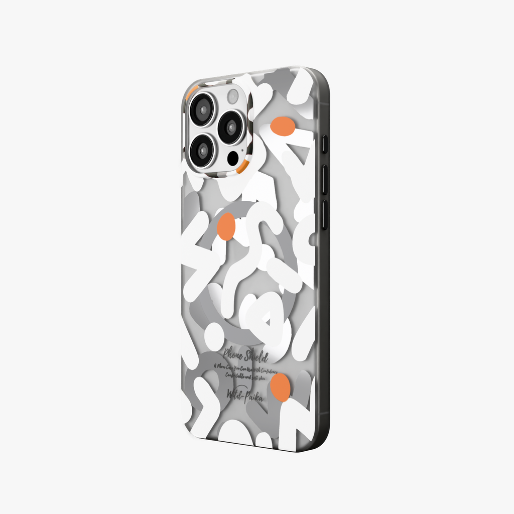 NeoWave –  White Unique Double-layer Print Frosted MagSafe Phone Cover for iPhone 16 pro